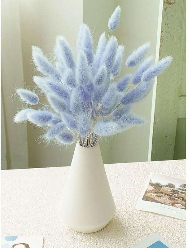 120 PCS Blue Dried Pampas Grass Decor, 17-inch Pompas Floral, Dry Flowers for Decoration, Pampas Grass in Bulk Tall, Blue Bunny Tails Dried Flowers for Boho Wedding Decor - Image 7