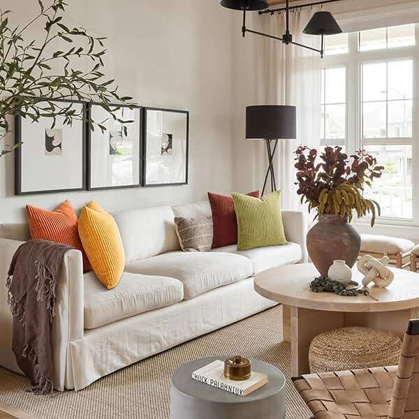 Topfinel Fall Burnt Orange Decorative Throw Pillows Covers 18x18 Inch Set of 4,Yellow Green Gradient Series Corduroy Striped Square Pillow Case,Western Modern Cushion Cover for Couch Sofa Bedroom - Image 6