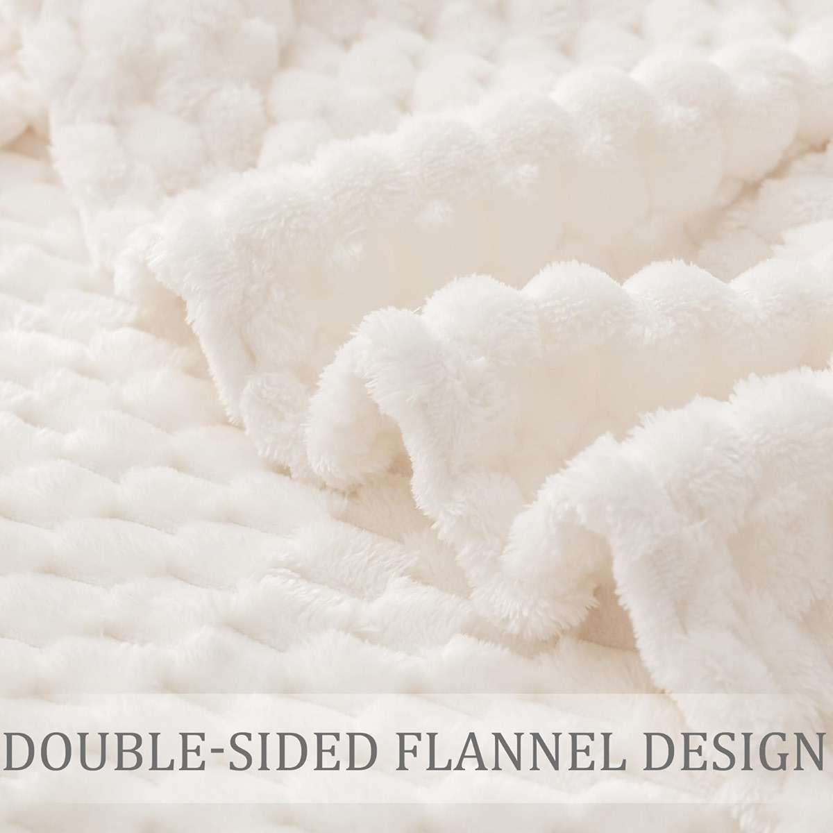 Exclusivo Mezcla Fleece Throw Blanket for Couch, Extra Large Fuzzy Ivory Bed Blankets, Soft Cozy Plush Sofa Throws for All Seasons, 50x70 Inches - Image 7