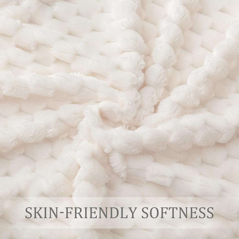 Exclusivo Mezcla Fleece Throw Blanket for Couch, Extra Large Fuzzy Ivory Bed Blankets, Soft Cozy Plush Sofa Throws for All Seasons, 50x70 Inches - Image 8