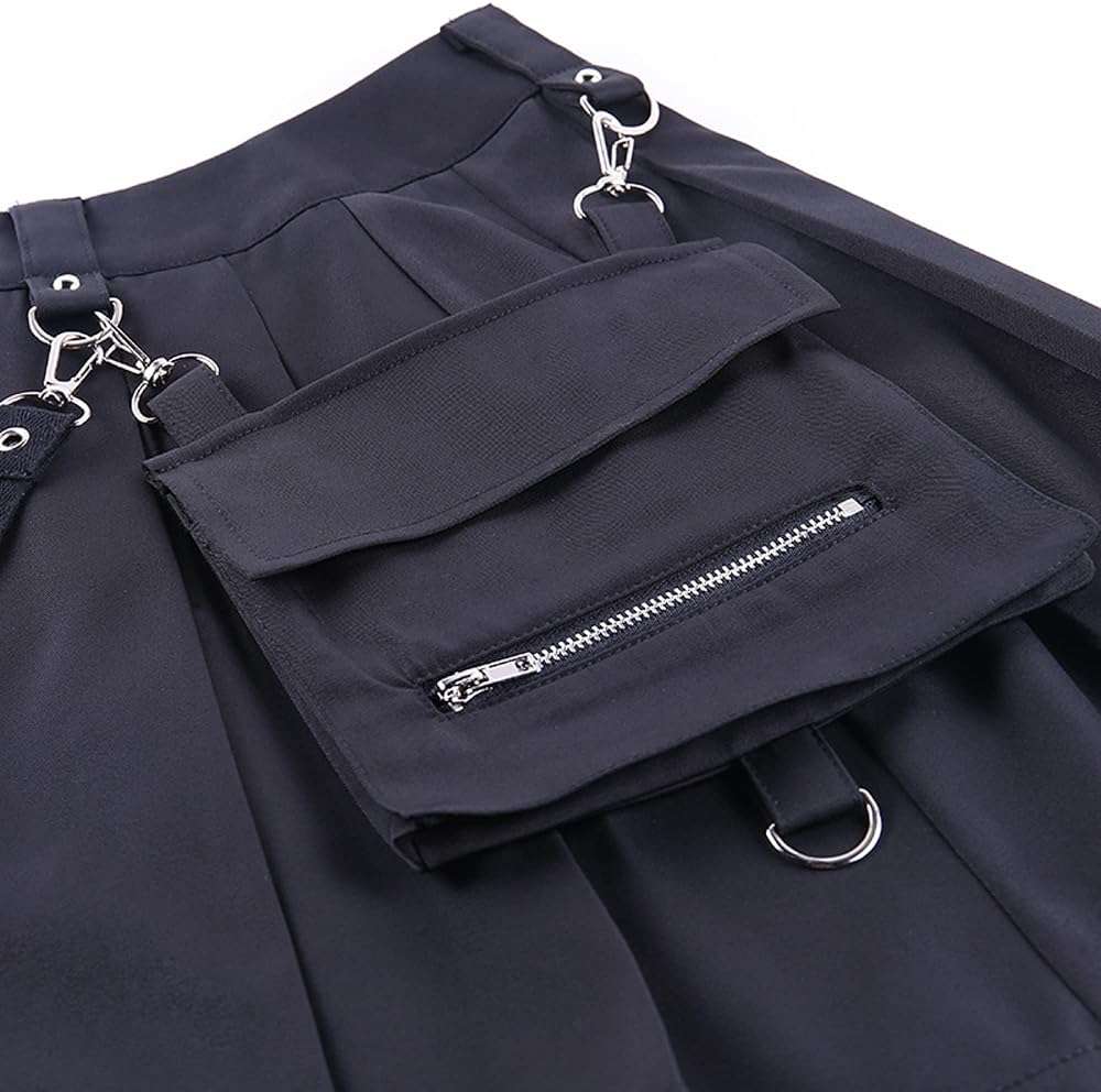 TSMNZMU Womens Punk Mini Skirts with Pockets High Waist Gothic Grunge Skirts Emo Alt Skirt Mall Goth Harajuku Cargo Skirt - Image 2