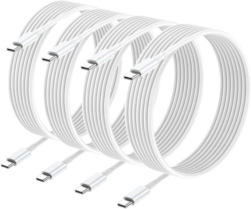 Apple USB C to USB C Charging Cable 4 Pack 10ft,60W [Apple MFi Certified] Compatible for iPhone 15/15 Pro/15 Plus/15 Pro Max New ipad Pro 12.9/11, Air 4/5, Mini 6, MacBook Air, (White) - Image 1