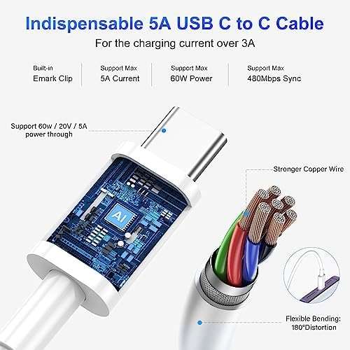 Apple USB C to USB C Charging Cable 4 Pack 10ft,60W [Apple MFi Certified] Compatible for iPhone 15/15 Pro/15 Plus/15 Pro Max New ipad Pro 12.9/11, Air 4/5, Mini 6, MacBook Air, (White) - Image 6