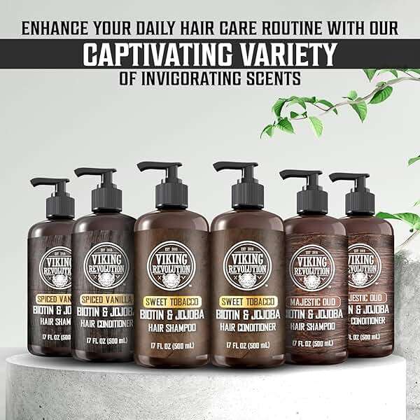 Viking Revolution Spiced Vanilla Mens Shampoo and Conditioner Set with Biotin and Jojoba Oil - Natural Hair Shampoo and Hair Conditioner for Men with Vitamin B5 - Mens Shampoo for Thinning Hair (17Oz) - Image 7