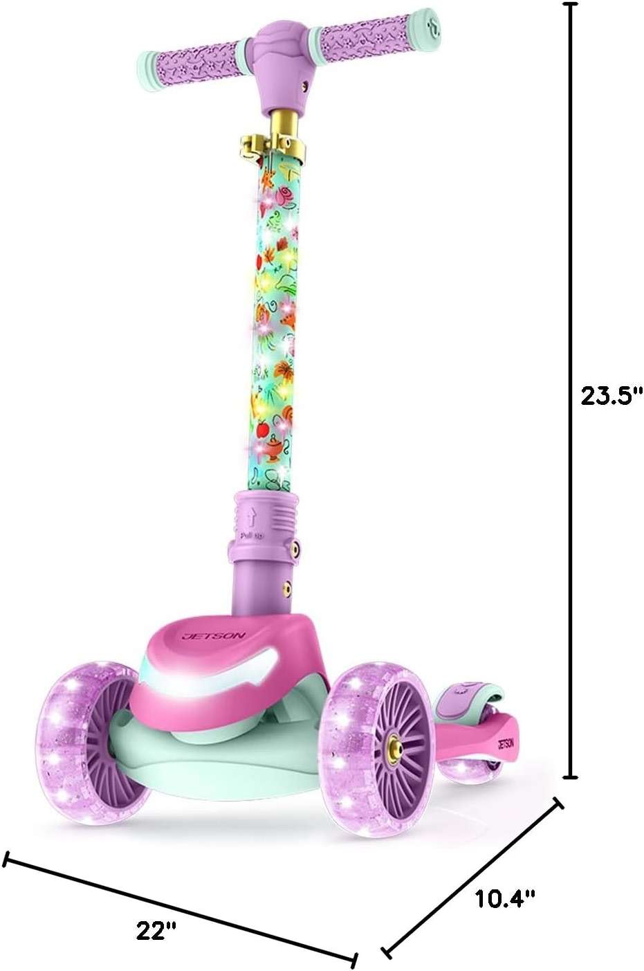 Jetson Character Kids Kick Scooter, LED Lights on Stem & Light-Up Wheels, Lightweight Frame, Height-Adjustable Handlebar, Lean-to-Steer System, Easy-Fold Mechanism - Image 12