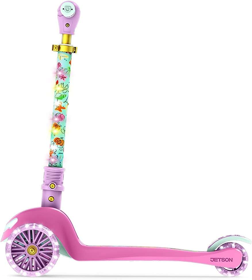 Jetson Character Kids Kick Scooter, LED Lights on Stem & Light-Up Wheels, Lightweight Frame, Height-Adjustable Handlebar, Lean-to-Steer System, Easy-Fold Mechanism - Image 3