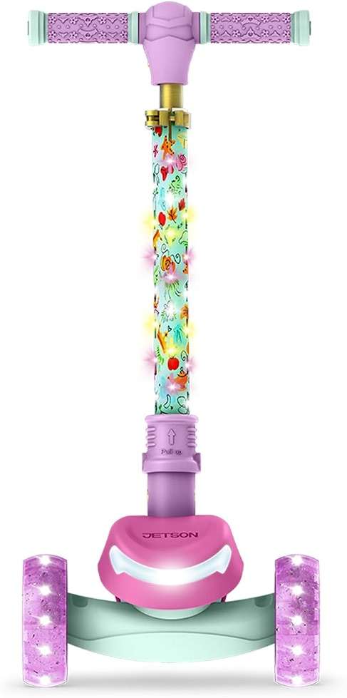 Jetson Character Kids Kick Scooter, LED Lights on Stem & Light-Up Wheels, Lightweight Frame, Height-Adjustable Handlebar, Lean-to-Steer System, Easy-Fold Mechanism - Image 4