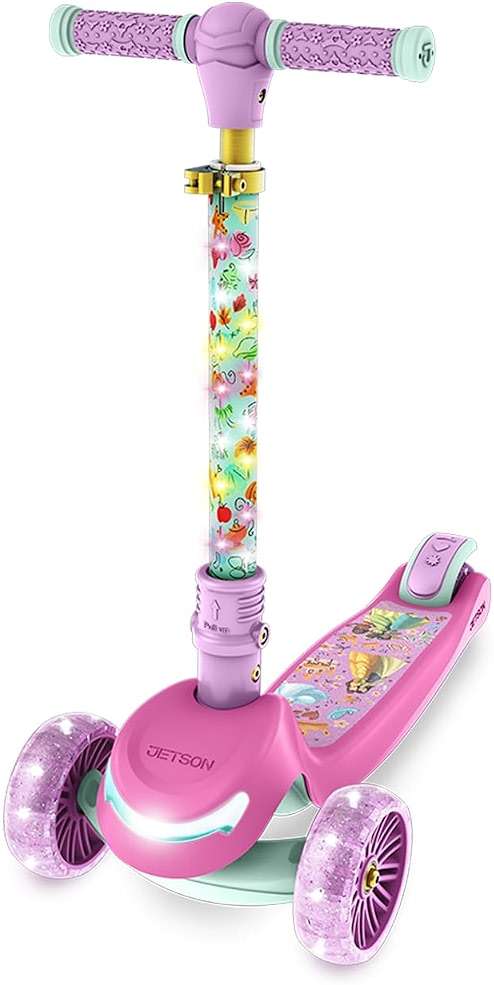 Jetson Character Kids Kick Scooter, LED Lights on Stem & Light-Up Wheels, Lightweight Frame, Height-Adjustable Handlebar, Lean-to-Steer System, Easy-Fold Mechanism - Image 6