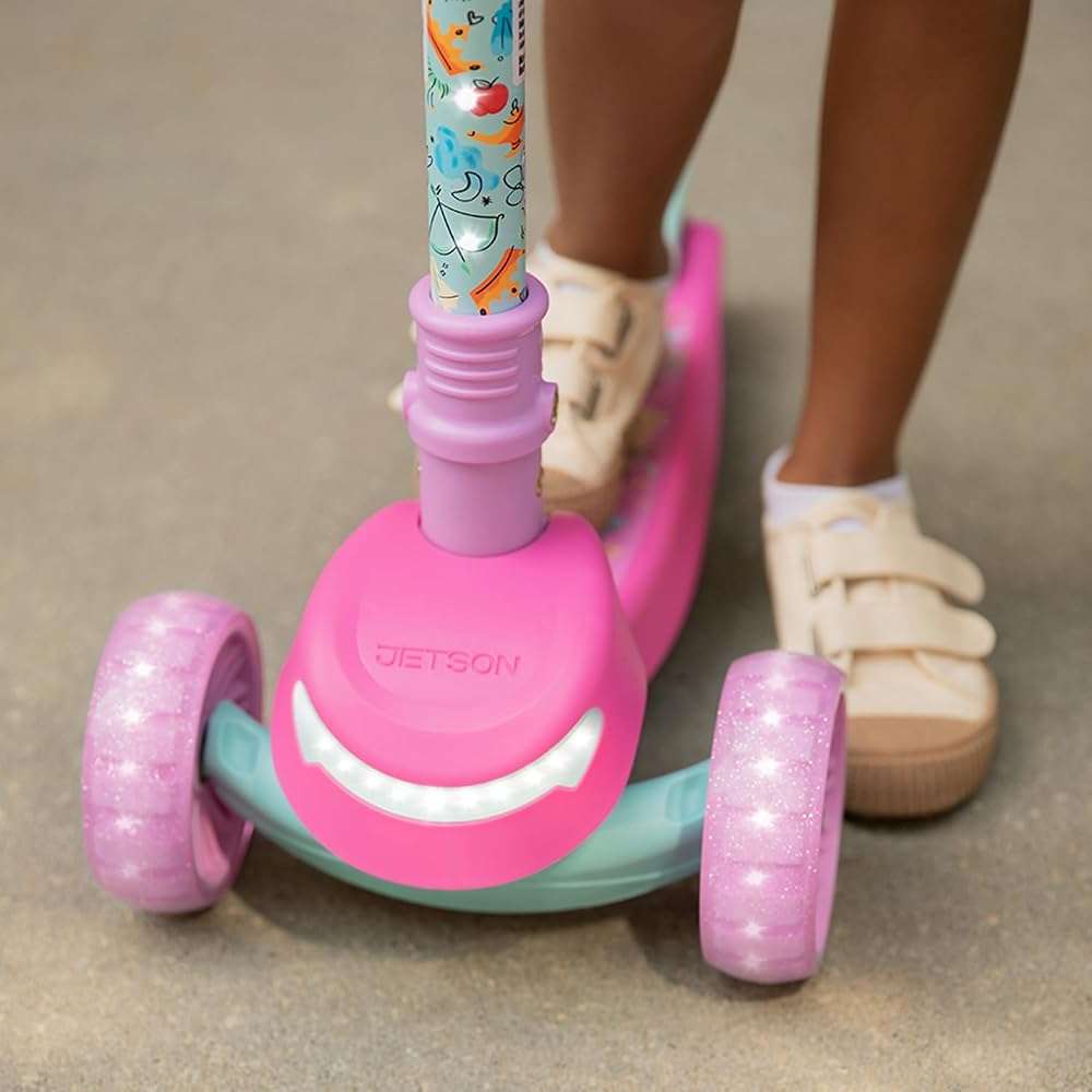 Jetson Character Kids Kick Scooter, LED Lights on Stem & Light-Up Wheels, Lightweight Frame, Height-Adjustable Handlebar, Lean-to-Steer System, Easy-Fold Mechanism - Image 9