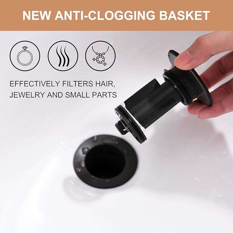 KENES Oil Rubbed Bronze Bathroom Vessel Pop Up Sink Drain, Vanity Faucet Sink Drain Stopper, Sink Drain Assembly Without Overflow Anti Clog Pop Up Drain - Image 7