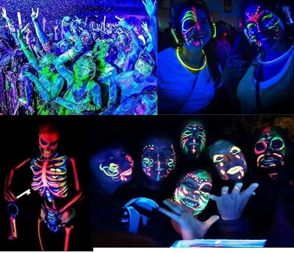 12 PCS Glow Face Body Paint, Glow In The Dark Under UV Black Light Sticks Makeup Neon Face Painting Kits for Adult Halloween Festival Accessory Glow Party Supplies - Image 7