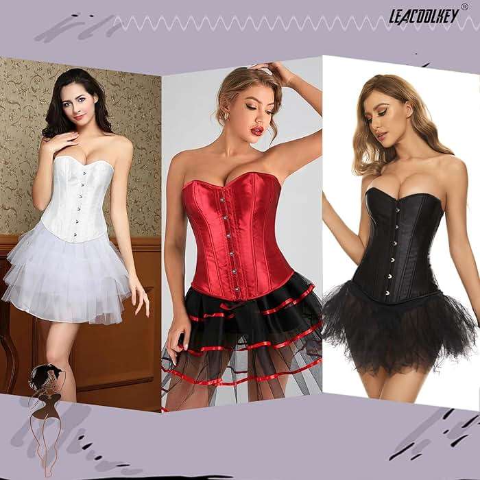 LEACOOLKEY Women Lace-up Bustier Corset Top Sexy Overbust Body Shapewear Waist Cincher Corset - Image 2