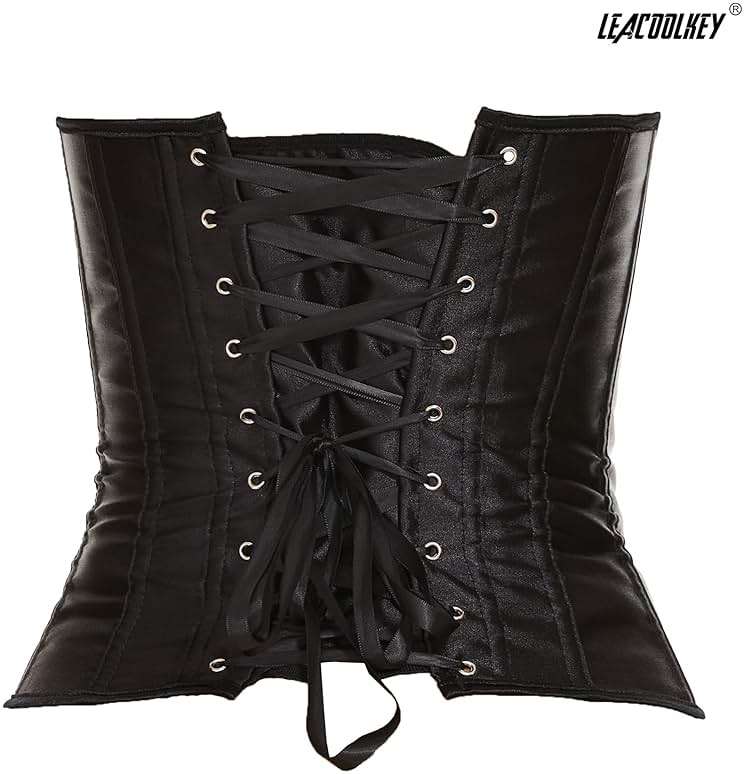 LEACOOLKEY Women Lace-up Bustier Corset Top Sexy Overbust Body Shapewear Waist Cincher Corset - Image 4