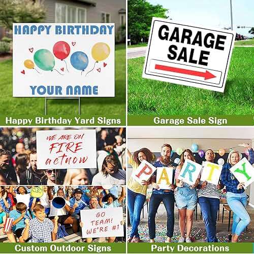 Blank Yard Signs with Stakes, Remiawy Custom Yard Sale Sign 17x12 Inch 4 Pack Corrugated Plastic Double Sided for Outdoor Lawn, Estate Garage, Open House, Birthday Decoration - Image 6