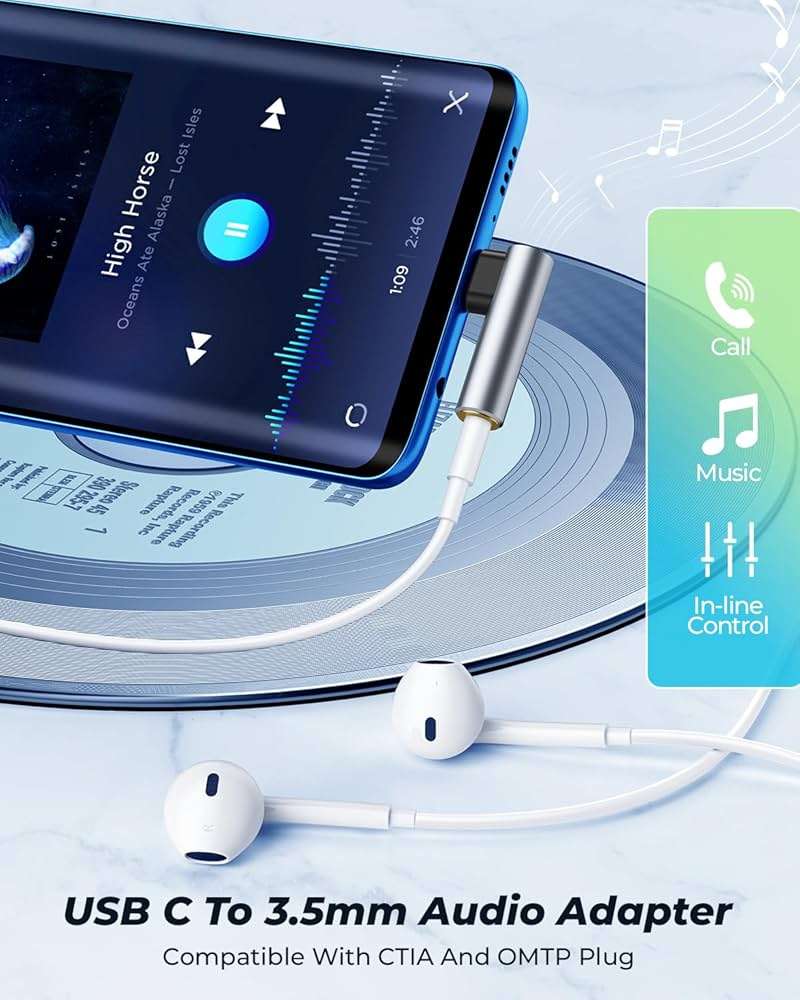 [2 Pack] USB C To 3.5mm Audio Adapter, USB Type C To 3.5mm Female Headphone Jack Dongle Aux Adapter DAC Stereo HiFi Right Angle for iPhone 17 Air, 16 15 Pro Max Plus, iPad Pro Air 5 4, Galaxy S24 S23 - Image 2