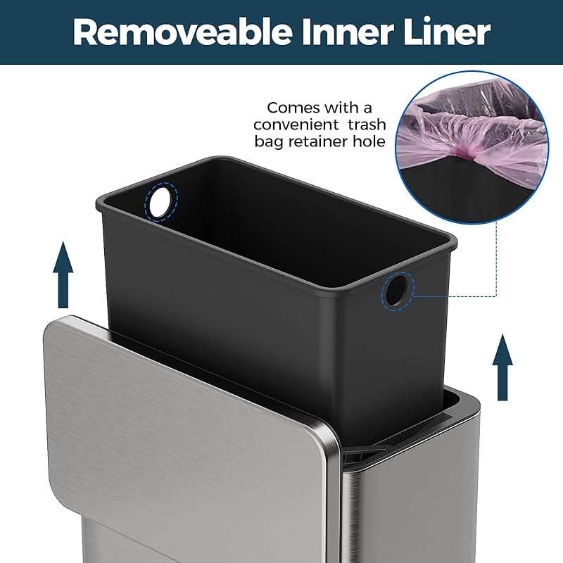LINSSEN Stainless Steel Hanging Trash Can with Lid and Inner Bucket, 2 Gallon Kitchen Compost Bin for Counter Top, Under Sink or Wall Mount, Small Garbage Can for Cupboard/Bathroom/Bedroom/RV - Image 5