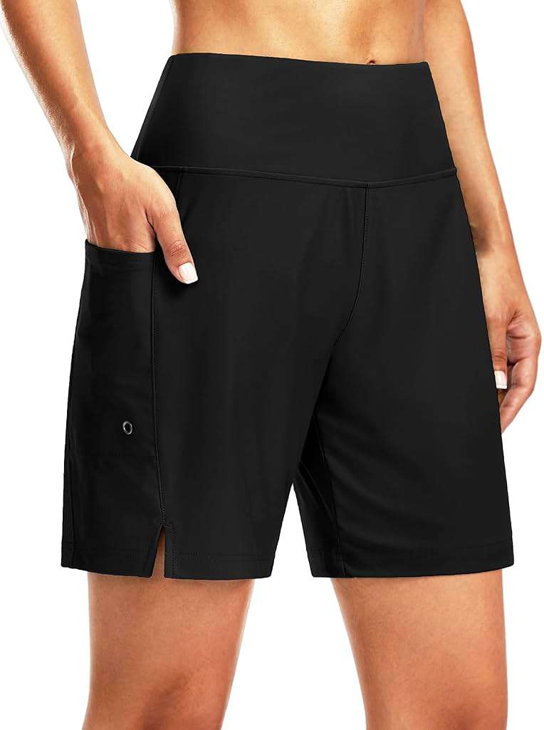 G Gradual Women's 7" Long Swim Board Shorts High Waisted Quick Dry Beach Swimming Shorts for Women with Liner Pockets - Image 1