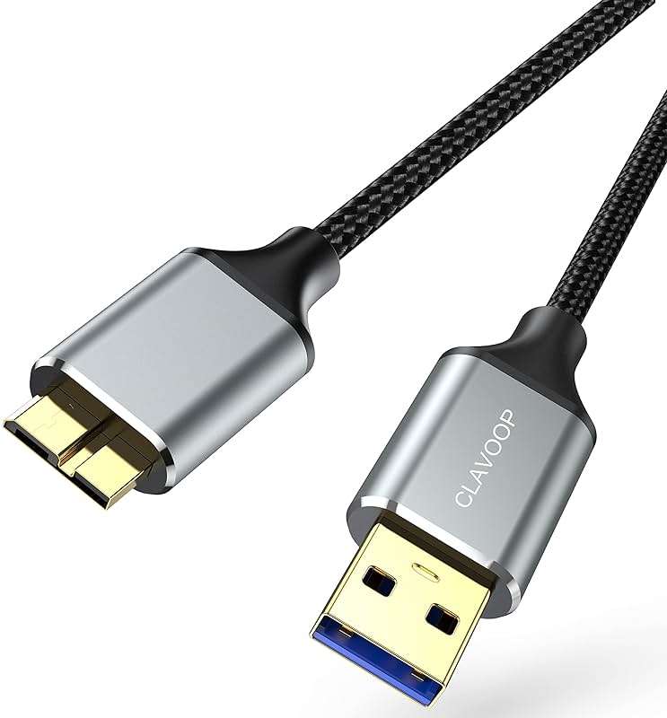 CLAVOOP USB 3.0 Micro B Cable 1.5 FT, External Hard Drive Cable 5 Gbps High-Speed USB A to Micro B Hard Drive Cord Compatible for Seagate Xbox One Toshiba WD My Passport Elements SSD, Camera, Laptop - Image 1