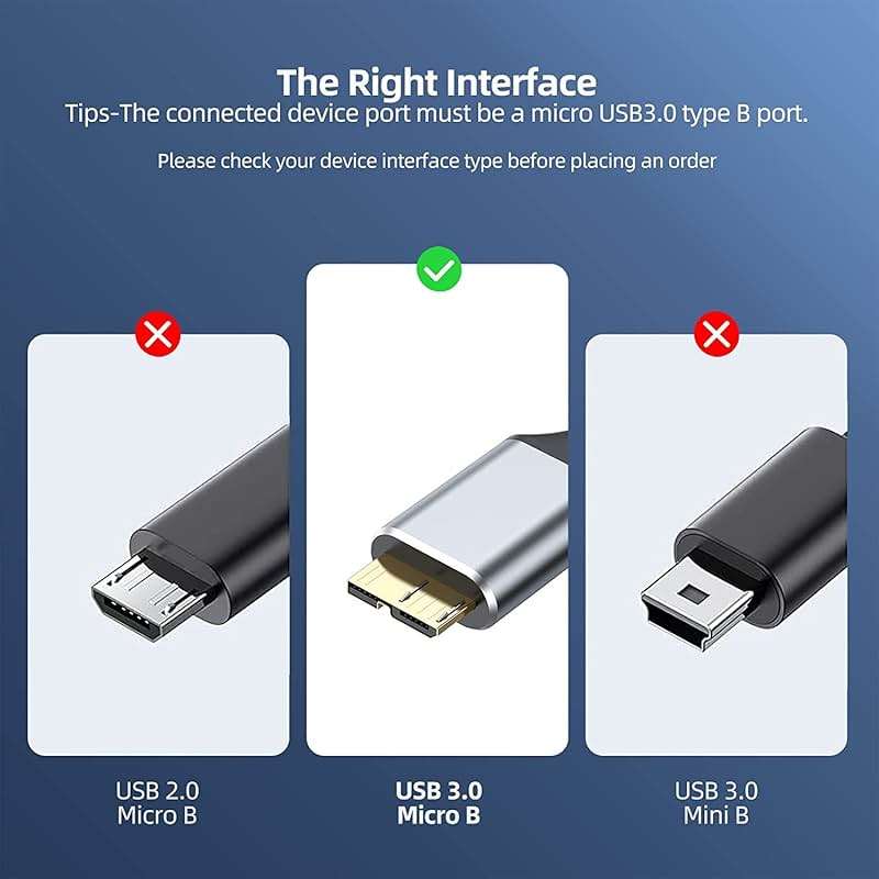 CLAVOOP USB 3.0 Micro B Cable 1.5 FT, External Hard Drive Cable 5 Gbps High-Speed USB A to Micro B Hard Drive Cord Compatible for Seagate Xbox One Toshiba WD My Passport Elements SSD, Camera, Laptop - Image 3