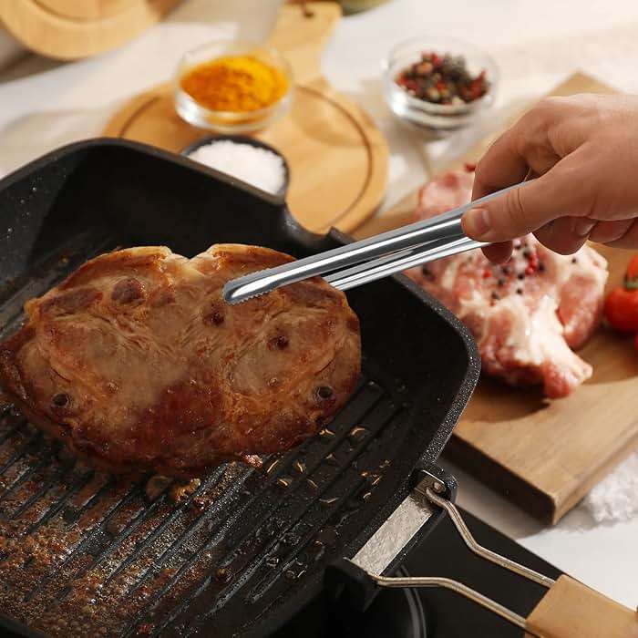 Serving Tongs Kitchen Tongs,Buffet Tongs, Stainless Steel Food Tong Serving Tong,small tongs 8 Pack(Sliver 7 Inch) - Image 2