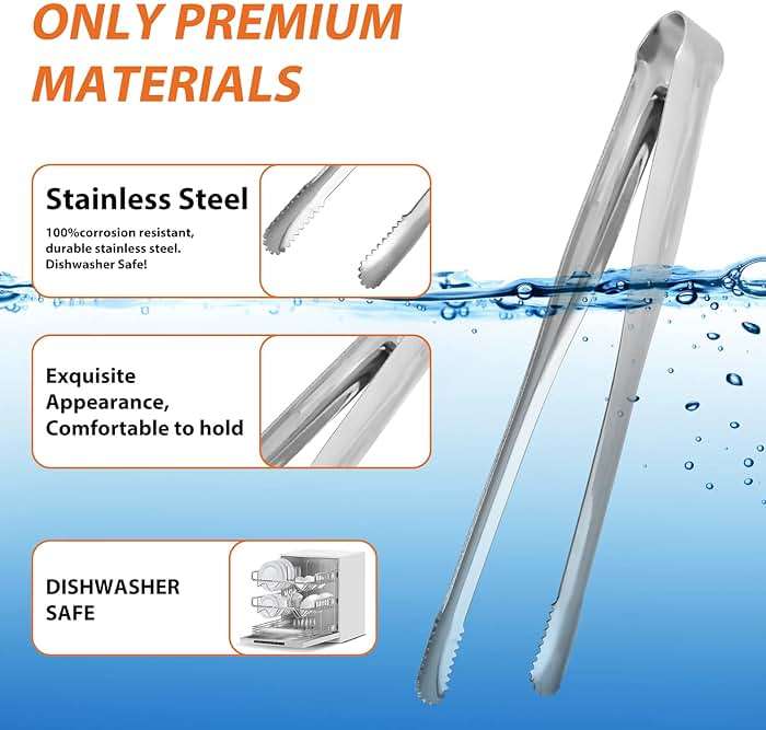 Serving Tongs Kitchen Tongs,Buffet Tongs, Stainless Steel Food Tong Serving Tong,small tongs 8 Pack(Sliver 7 Inch) - Image 4