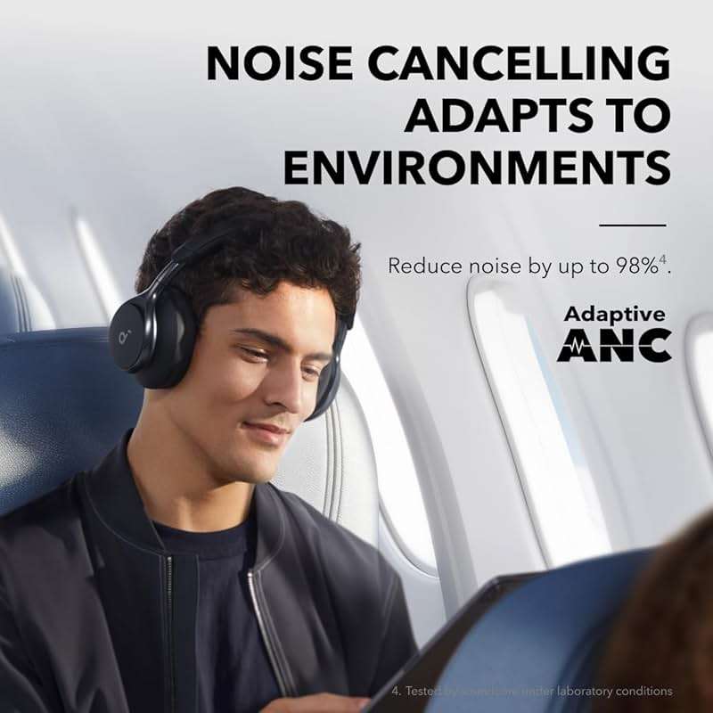 Soundcore by Anker, Space One, Active Noise Cancelling Headphones, 2X Stronger Voice Reduction, 40H ANC Playtime, LDAC Hi-Res Wireless Audio, Comfortable Fit, Clear Calls, Bluetooth 5.3 (Abyss Black) - Image 3