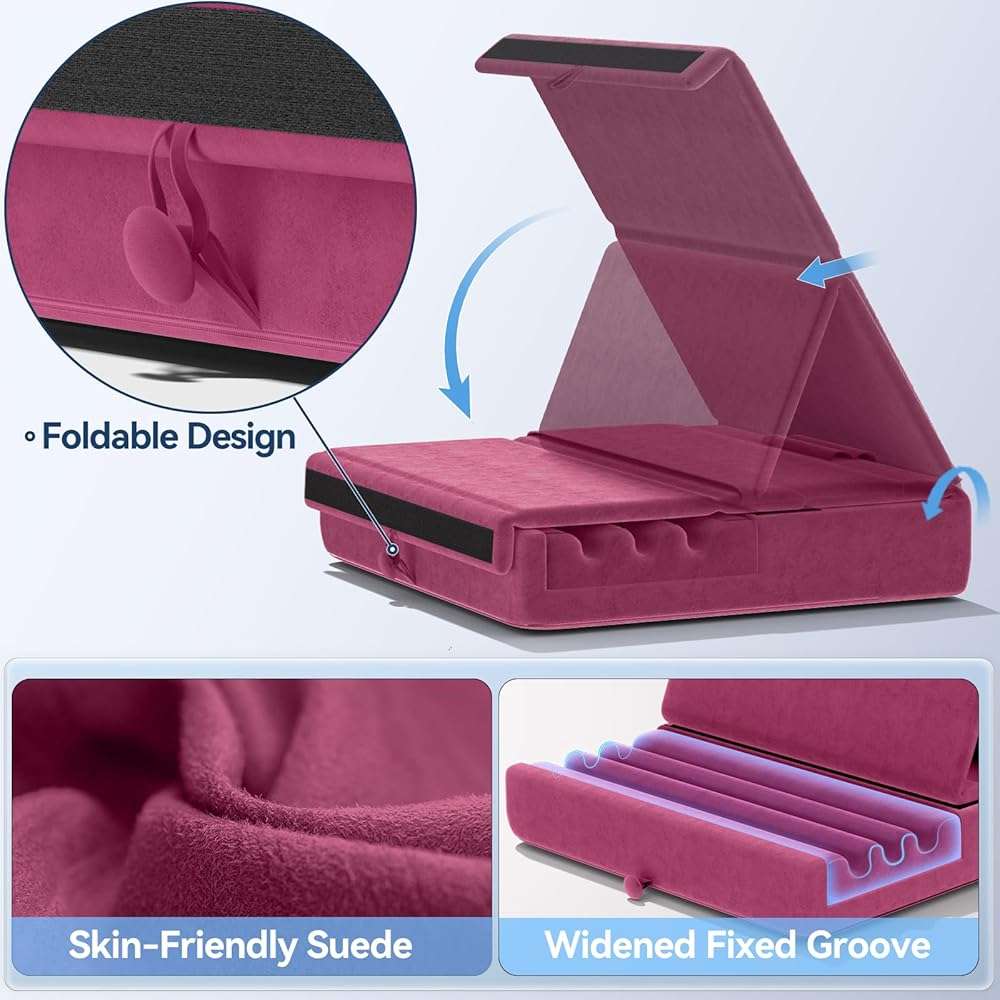 KDD Tablet Pillow Holder, Foldable iPad Stand for Lap, Bed and Desk -Tablet Soft Pad Dock with Pocket & Stylus Mount Compatible with iPad Pro 12.9, 10.5, 9.7 Air Mini 6 5 4 3, Galaxy Tab, E-Reader - Image 6