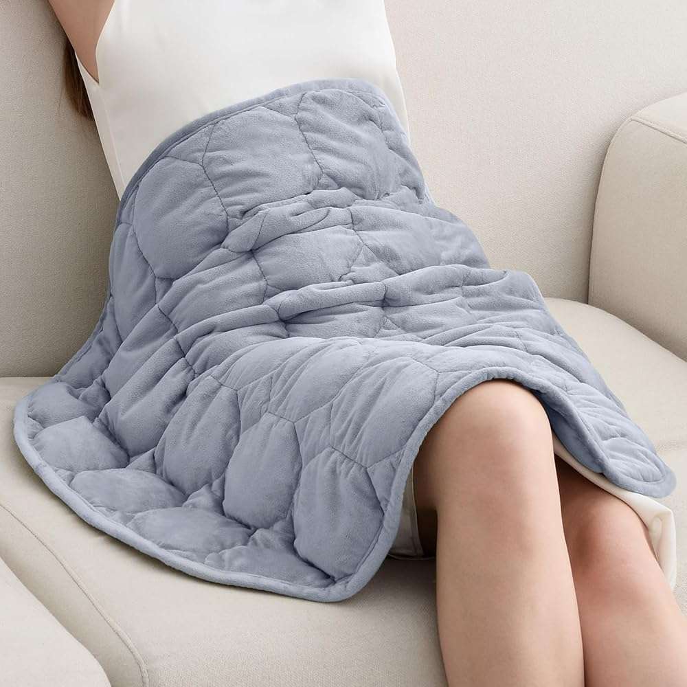 Wemore Weighted Lap Blanket 7lbs for Adults, Small Weighted Blanket Throw for Travel, Soft Weighted Lap Pad for Relaxation, Calming, Napping and Sleeping, Machine Washable, Light Grey 29" x 24" - Image 1