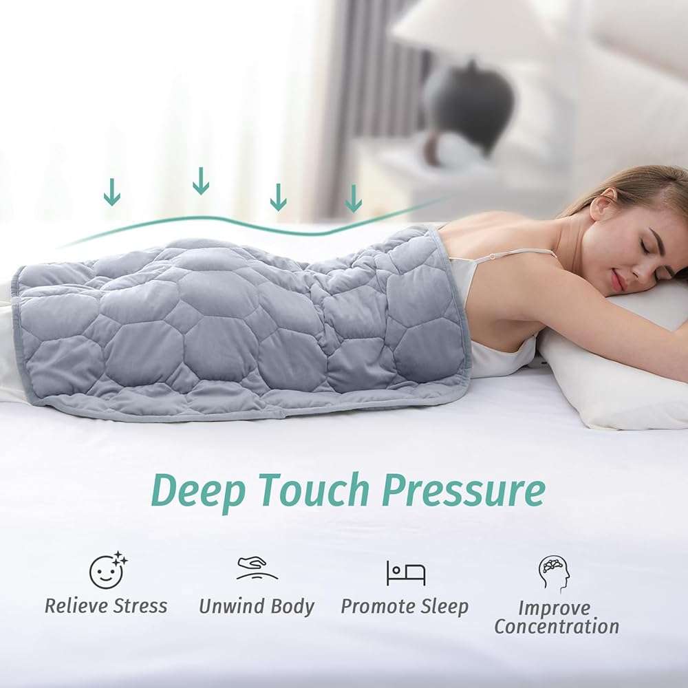 Wemore Weighted Lap Blanket 7lbs for Adults, Small Weighted Blanket Throw for Travel, Soft Weighted Lap Pad for Relaxation, Calming, Napping and Sleeping, Machine Washable, Light Grey 29" x 24" - Image 2