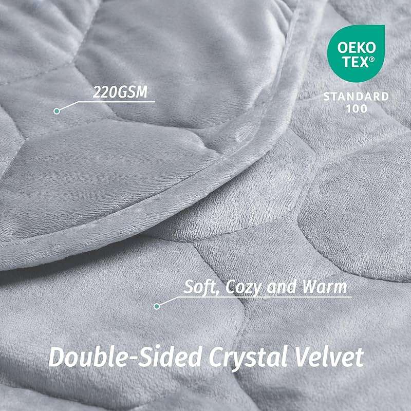 Wemore Weighted Lap Blanket 7lbs for Adults, Small Weighted Blanket Throw for Travel, Soft Weighted Lap Pad for Relaxation, Calming, Napping and Sleeping, Machine Washable, Light Grey 29" x 24" - Image 5