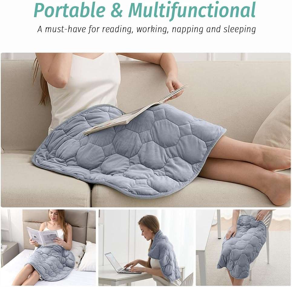 Wemore Weighted Lap Blanket 7lbs for Adults, Small Weighted Blanket Throw for Travel, Soft Weighted Lap Pad for Relaxation, Calming, Napping and Sleeping, Machine Washable, Light Grey 29" x 24" - Image 6