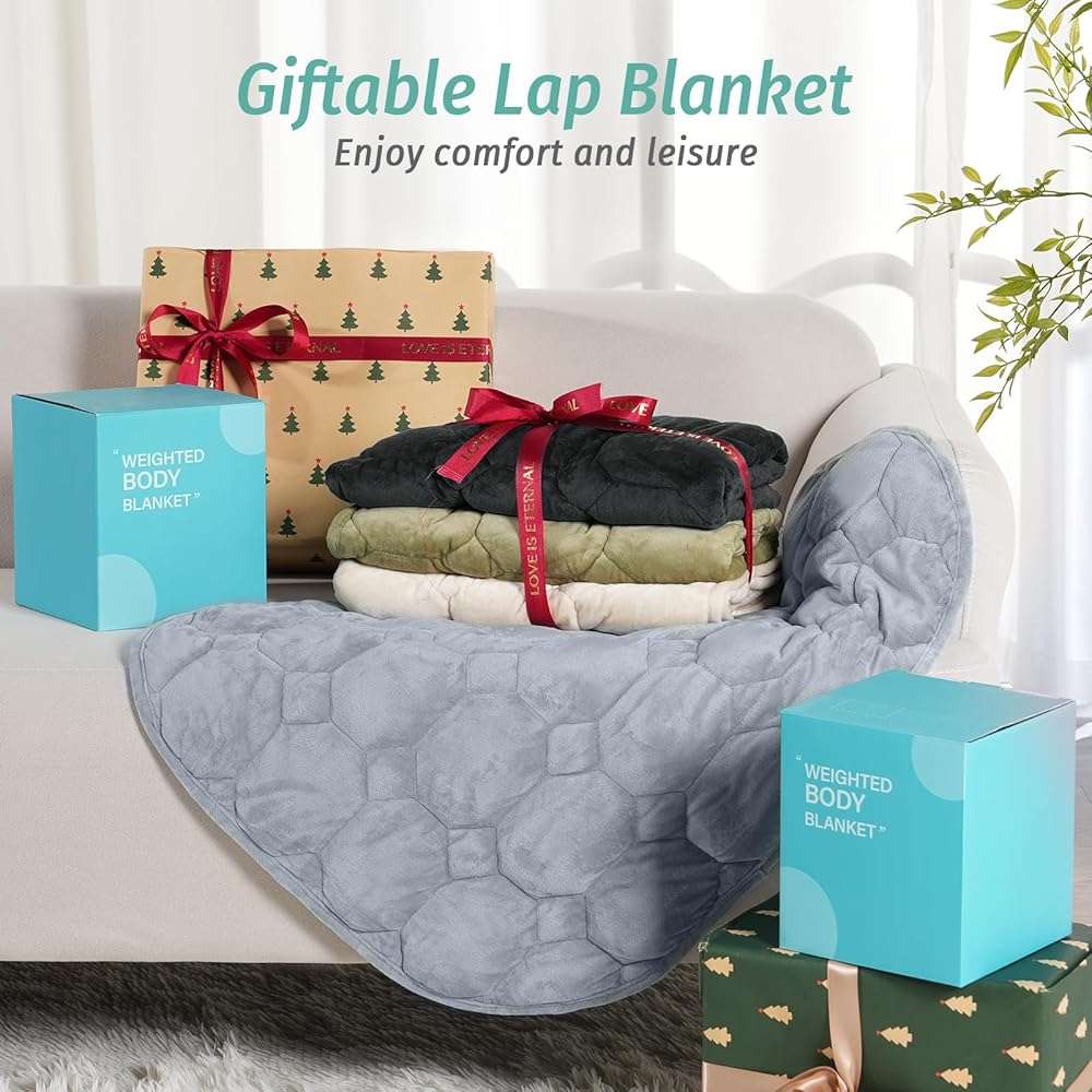 Wemore Weighted Lap Blanket 7lbs for Adults, Small Weighted Blanket Throw for Travel, Soft Weighted Lap Pad for Relaxation, Calming, Napping and Sleeping, Machine Washable, Light Grey 29" x 24" - Image 8