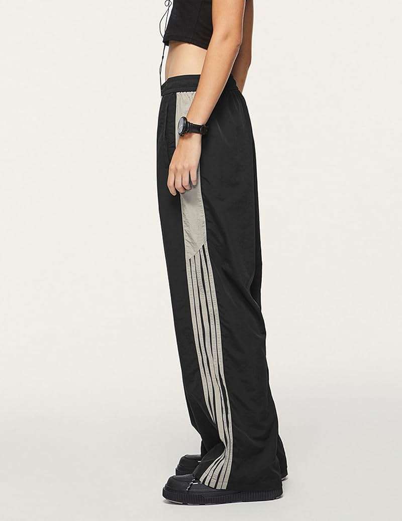 Aelfric Eden Striped Track Pants Men Parachute Pants Women Baggy Sweatpants Y2k Wide Leg Cargo Pants with Drawstring - Image 2