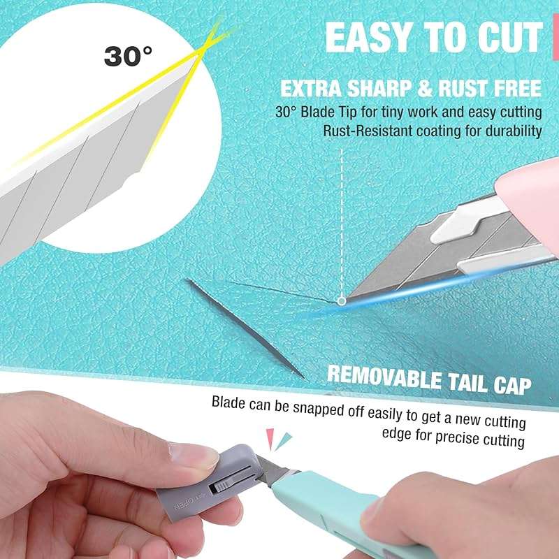 WORKPRO Premium Utility Knife Retractable Snap-off blade, Gift for Men/Women Heavy Duty Box Cutter Set, Razor Knife Exacto Craft Knives, with 10 Extra 9mm Blades, Pack of 3 - Image 3