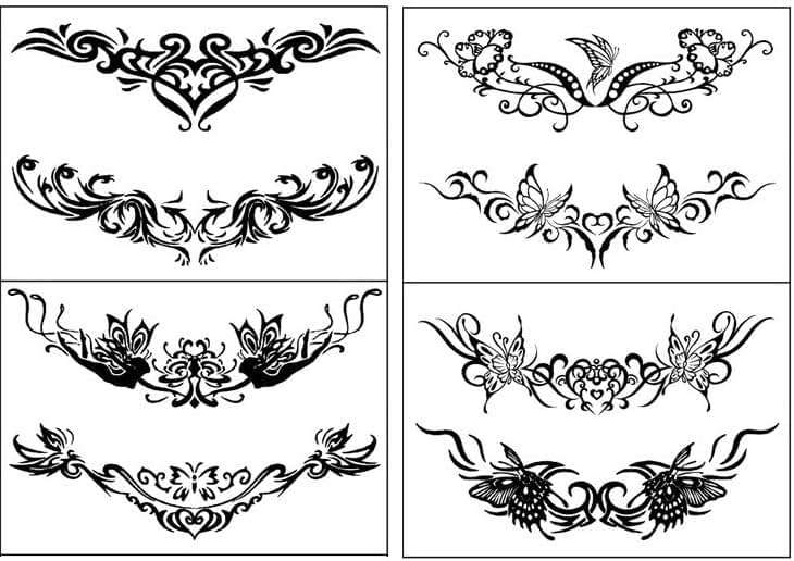 4 Sheets Tattoos Stickers Tribal Flowers Butterfly Waterproof Temporary Waist Cover Scar Female Belly for Women and Girls (2-Black Tribal Waist) - Image 1