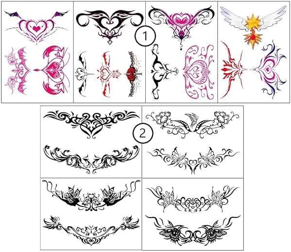 4 Sheets Tattoos Stickers Tribal Flowers Butterfly Waterproof Temporary Waist Cover Scar Female Belly for Women and Girls (2-Black Tribal Waist) - Image 2