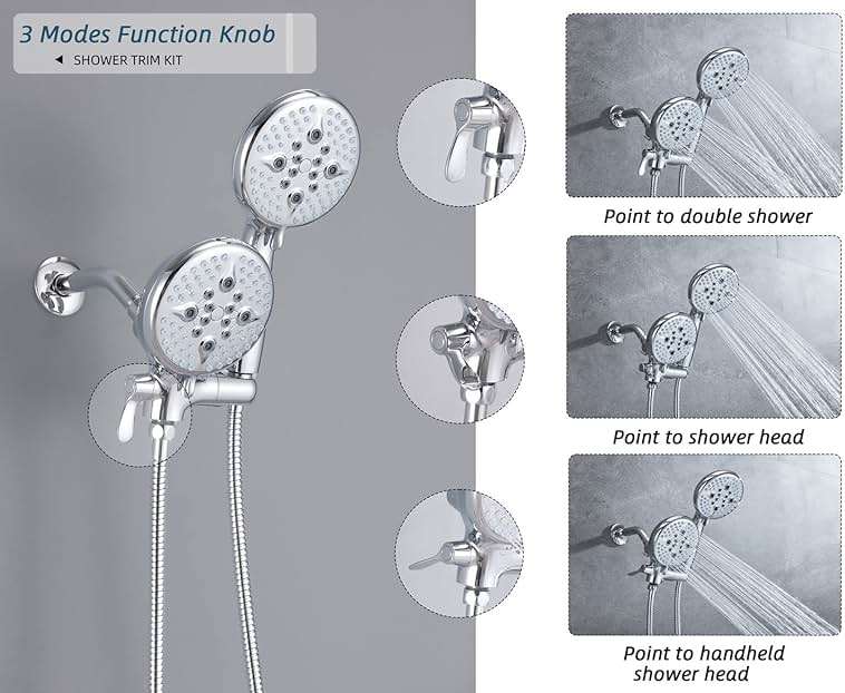 ELLO&ALLO Shower Faucet Set with Tub Spout, Single Handle Tub and Shower Faucet Combo Set, Chrome (Valve Included) - Image 3