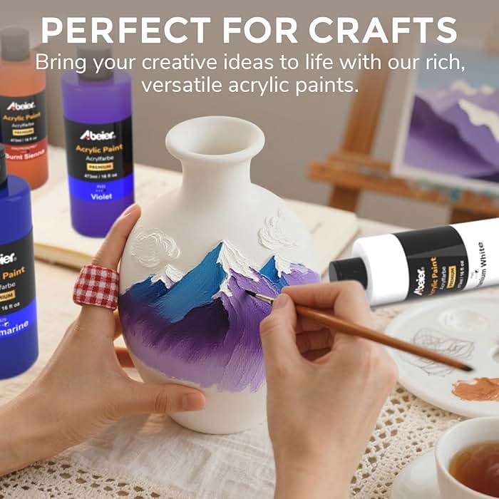 ABEIER Large Bulk Acrylic Paint Set, 15 Colors (473 ml/16 fl oz), Matte Finish, Rich Pigments, Non-Toxic Paints for Painting on Canvas Crafts Wood Ceramic, Ideal for Beginners and Students - Image 5