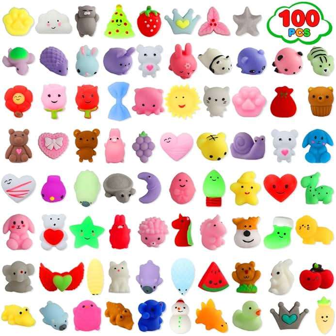 100 Pack Squishies Toys, Tiny Mochi Squishy Fidget Toys Random Bulk Party Favors for Kids 4- 8 8-12 Goodie Bag Pinata Stocking Stuffers Classroom Prizes Treasure Box Egg Fillers Girls - Image 1
