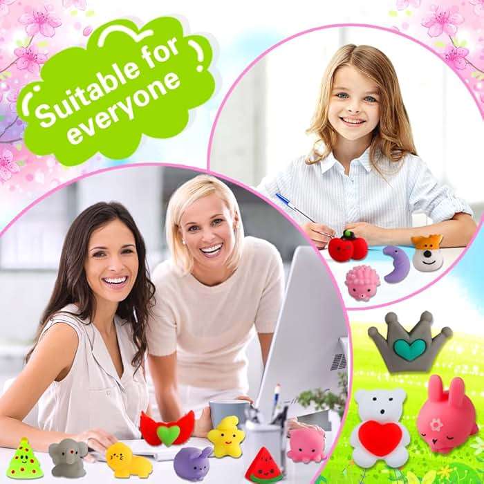 100 Pack Squishies Toys, Tiny Mochi Squishy Fidget Toys Random Bulk Party Favors for Kids 4- 8 8-12 Goodie Bag Pinata Stocking Stuffers Classroom Prizes Treasure Box Egg Fillers Girls - Image 5