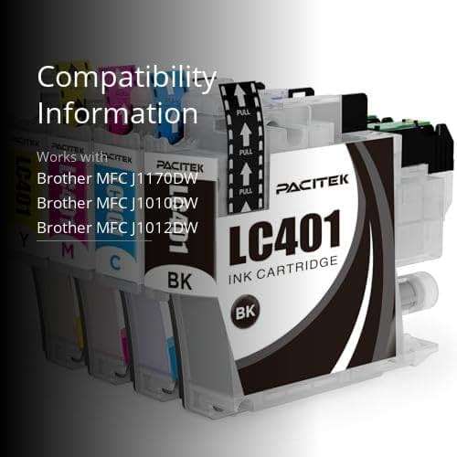 PACITEK Compatible Ink Cartridges Replacement for Brother LC401 LC 401 to Work with MFC-J1010DW MFC-J1012DW MFC-J1170DW Inkjet Printers (Black, Cyan, Magenta, Yellow, 4-Pack) - Image 3