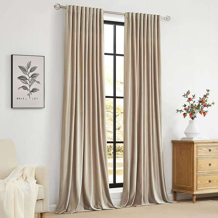 PRIMROSE Champagne Velvet Curtains 84 inch Long for Living Room,Set of 2 Panels Blackout Rod Pocket Back Tab Window Treatment Room Darkening Heavy Decorative Curtains Drapes for Bedroom - Image 8