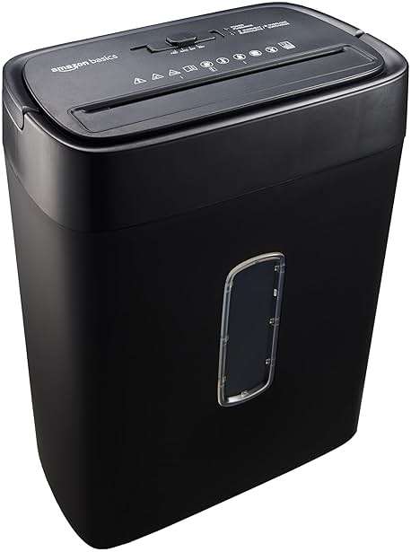 Amazon Basics 12-Sheet Cross-Cut Paper and Credit Card Shredder with Overheat Protection, Black (New Model) - Image 1