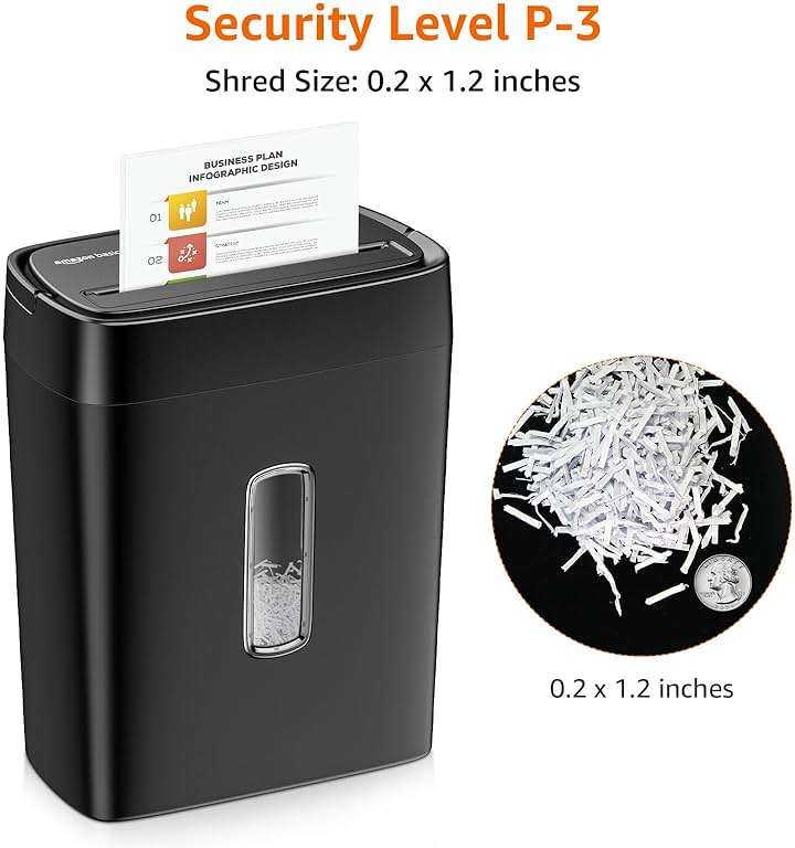 Amazon Basics 12-Sheet Cross-Cut Paper and Credit Card Shredder with Overheat Protection, Black (New Model) - Image 5