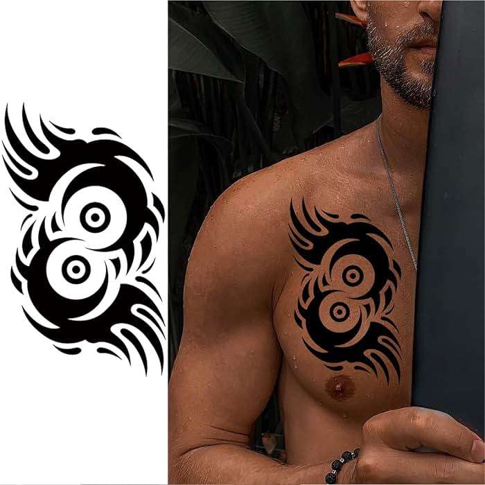 Briyhose Tribal Temporary Tattoo For Men Adult, Black Large Totem Tribal Fake Tattoo Men, Long Lasting Waterproof Big Temp Tatoo Sticker Boy Teen Chest Half Arm Body Art Makeup, 8-Sheet - Image 3