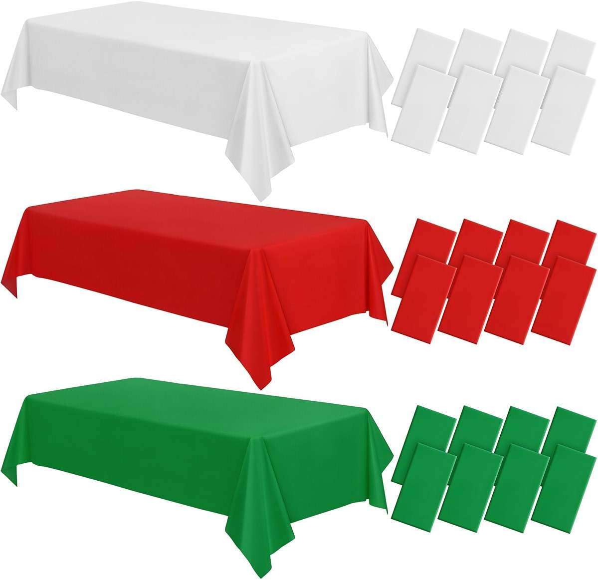 durony 24 Pieces Red, Green, White Disposable Plastic Tablecloth Christmas Colour Waterproof Table Cover 54 x 108 Inch Decorative Table Cloths Table Decorations for Christmas Party Birthday Wedding - Image 1