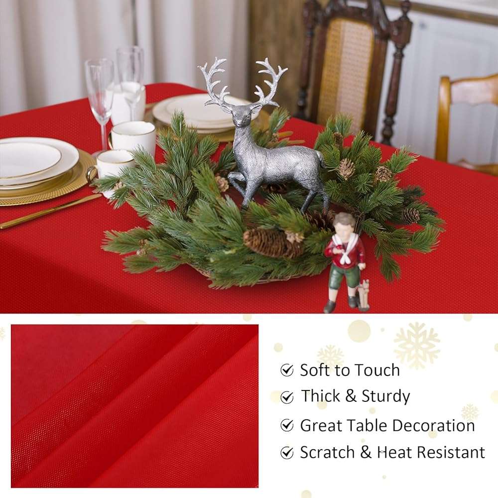 durony 24 Pieces Red, Green, White Disposable Plastic Tablecloth Christmas Colour Waterproof Table Cover 54 x 108 Inch Decorative Table Cloths Table Decorations for Christmas Party Birthday Wedding - Image 5