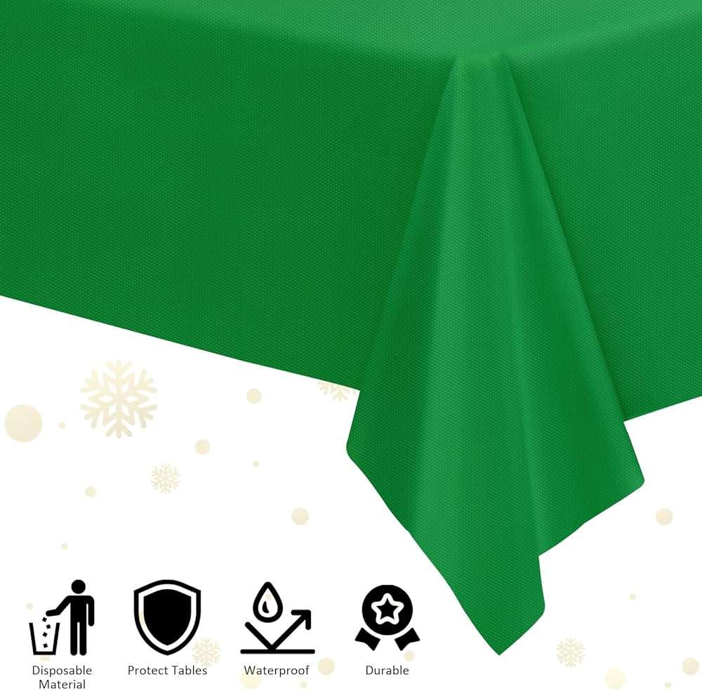 durony 24 Pieces Red, Green, White Disposable Plastic Tablecloth Christmas Colour Waterproof Table Cover 54 x 108 Inch Decorative Table Cloths Table Decorations for Christmas Party Birthday Wedding - Image 6