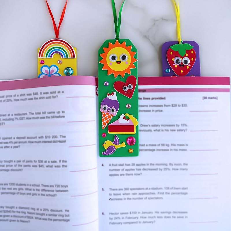 Winlyn 36 Sets Summer Crafts Kits DIY Whimsical Bookmarks Decorations Art Sets Fruits Treats Animals Sun Rainbow Foam Stickers for Kids Classroom Activities Reading Rewards Birthday Camp Party Favors - Image 5