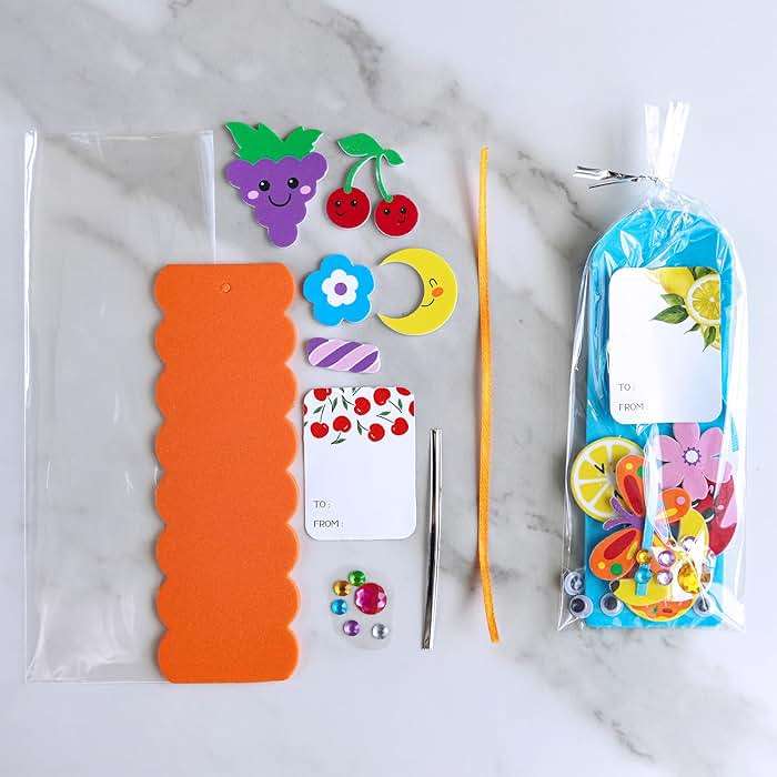 Winlyn 36 Sets Summer Crafts Kits DIY Whimsical Bookmarks Decorations Art Sets Fruits Treats Animals Sun Rainbow Foam Stickers for Kids Classroom Activities Reading Rewards Birthday Camp Party Favors - Image 6